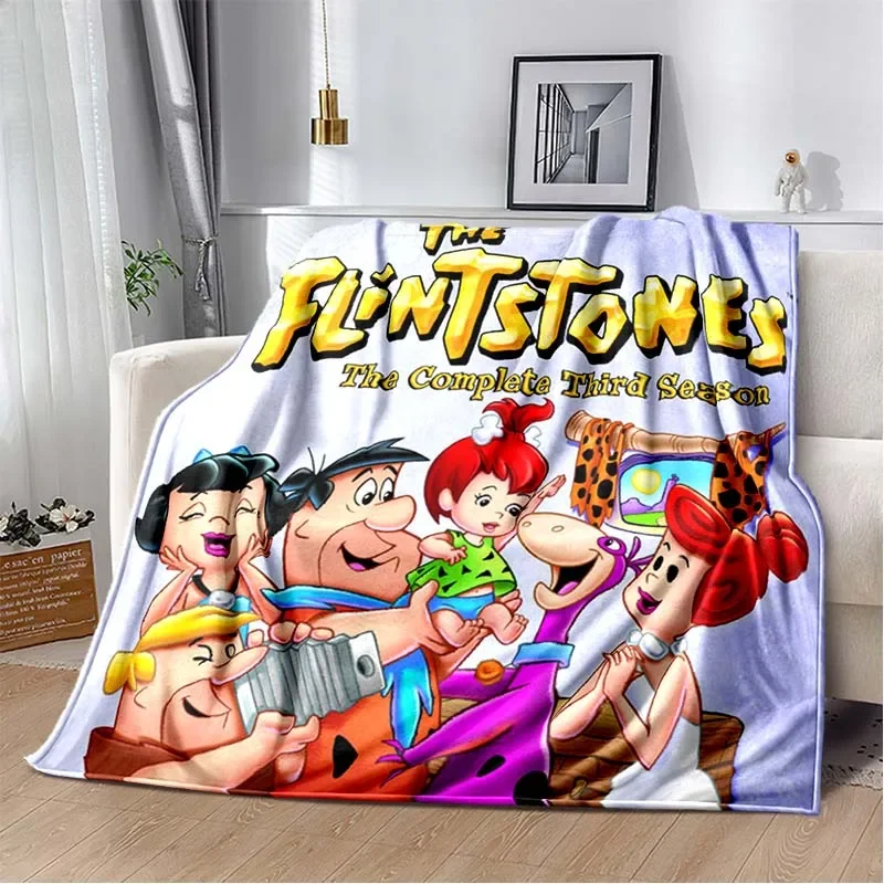 Classic Cartoon Blanket Flintstones Flannel Soft Plush Throw Blanket Kid's Bedroom Sofa Bed Travel Picnic Warm Blanket Kids Gift