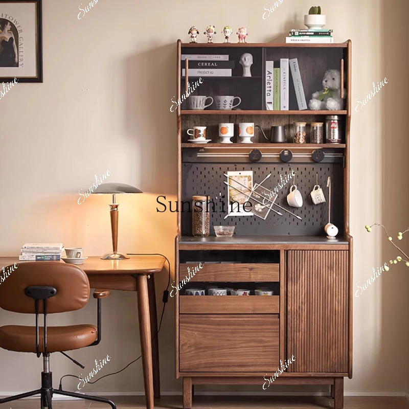 North American black walnut dining side cabinet solid wood small size bar counter integrated against the wall coffee locker  FT