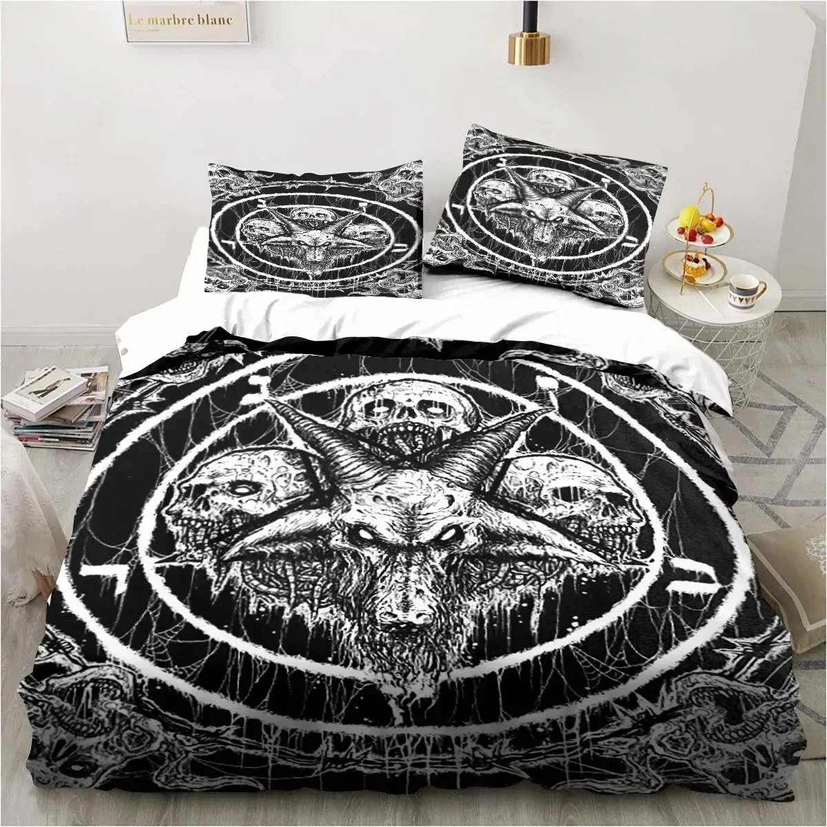 

3D Print Satanic Demon Hell Death Comfortable Duvet Quilt Cover Pillowcase Bedding Set Children Bedroom Decoration Home Textile