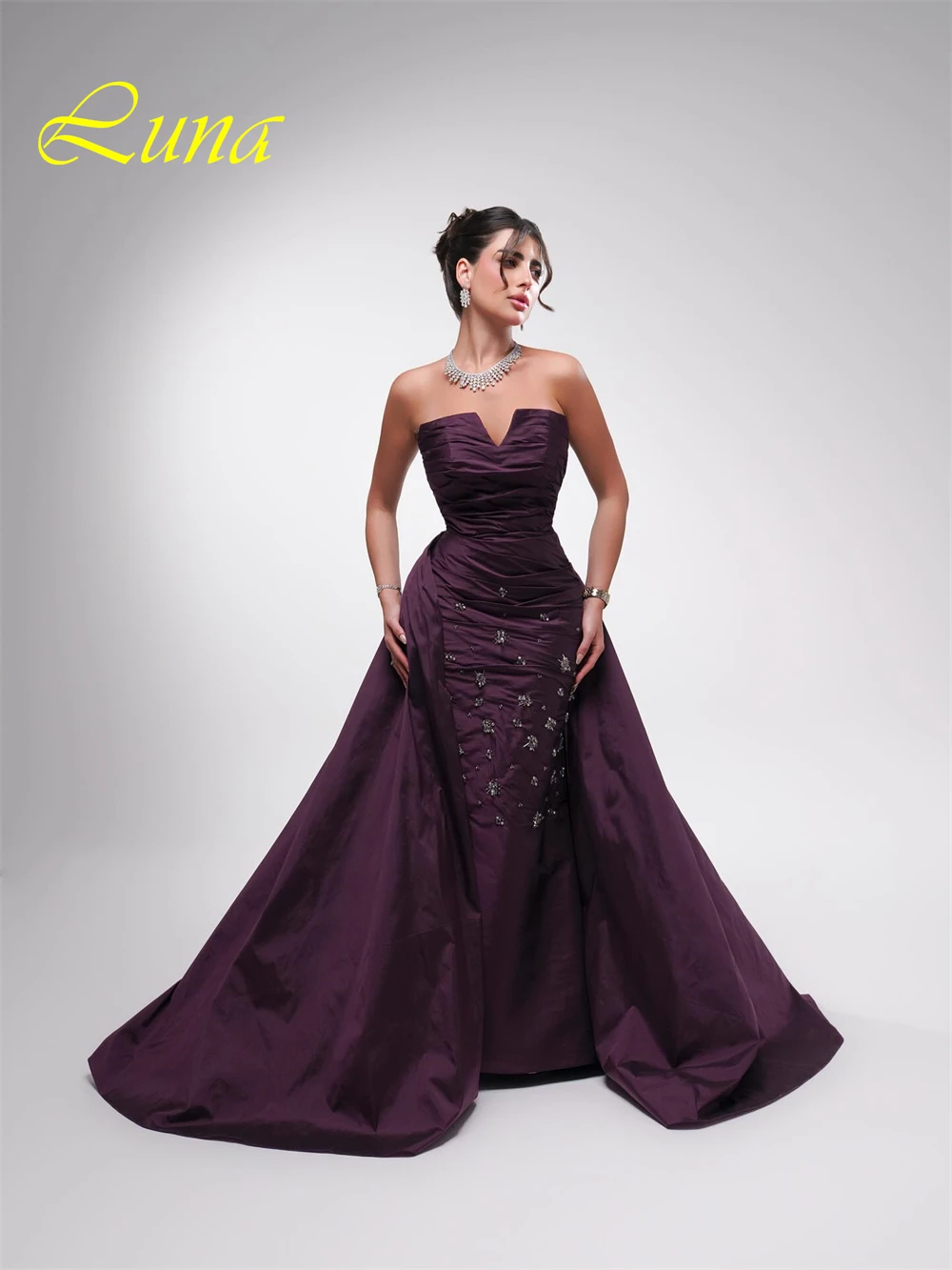 Robe de soirée élégante, personnalisée, sans bretelles, sans manches, en Jersey de haute qualité, robes de bal de tempérament, robes de soirée de mariée en cristal