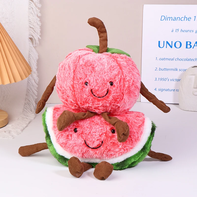 Creative Fruit Plush Toy Cartoon Watermelon Cherry Stuffed Doll Kawaii Soft Plush Pillow Home Decoration Festival Gifts