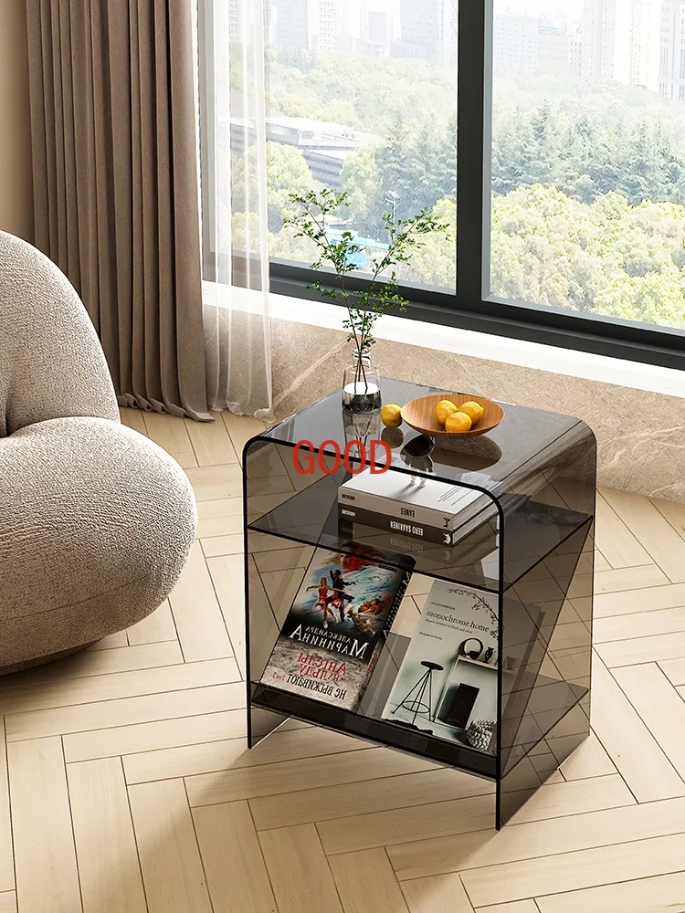 Acrylic Transparent Side Table Simple Modern Living Room Small Coffee Table Living Room Creative Storage Bedroom Bedside Table