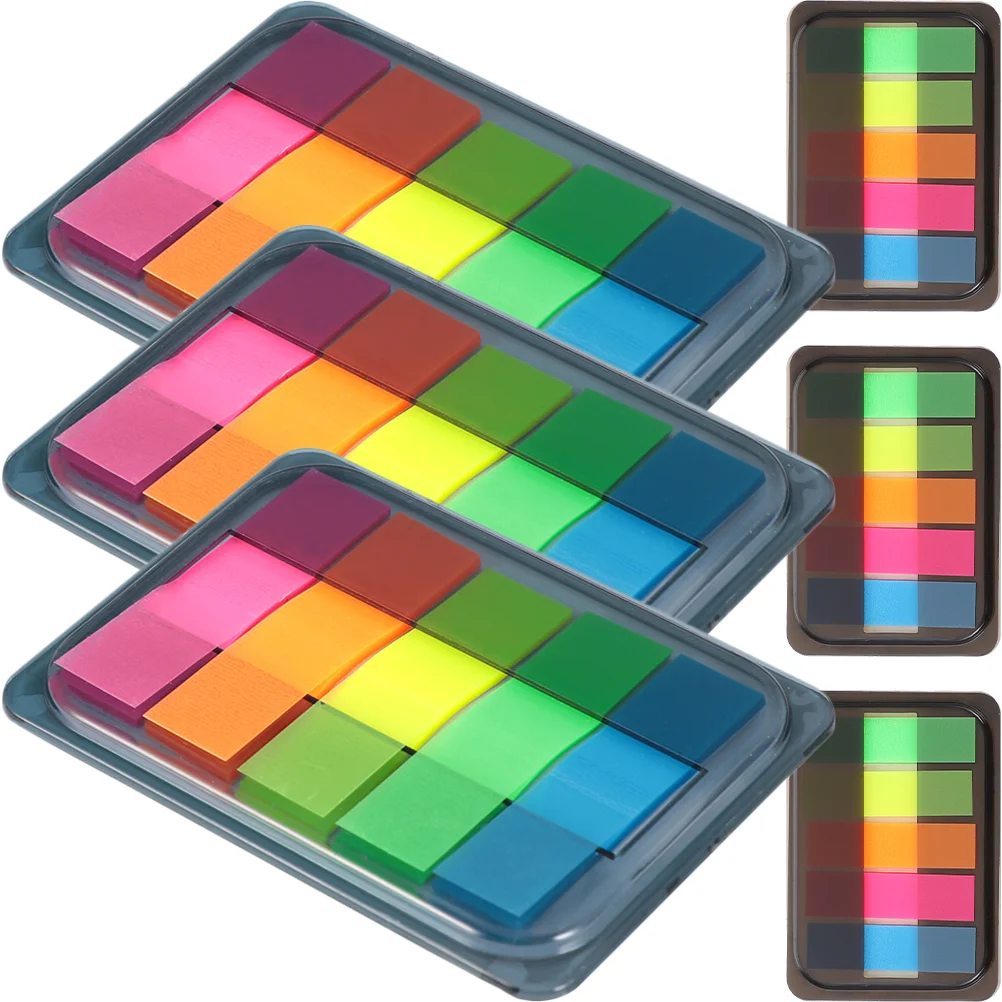 6 Boxes Portable Label Fluorescent Sticky Notes Highlighter Reading Strips The Pet Sentence Markers Page Tabs