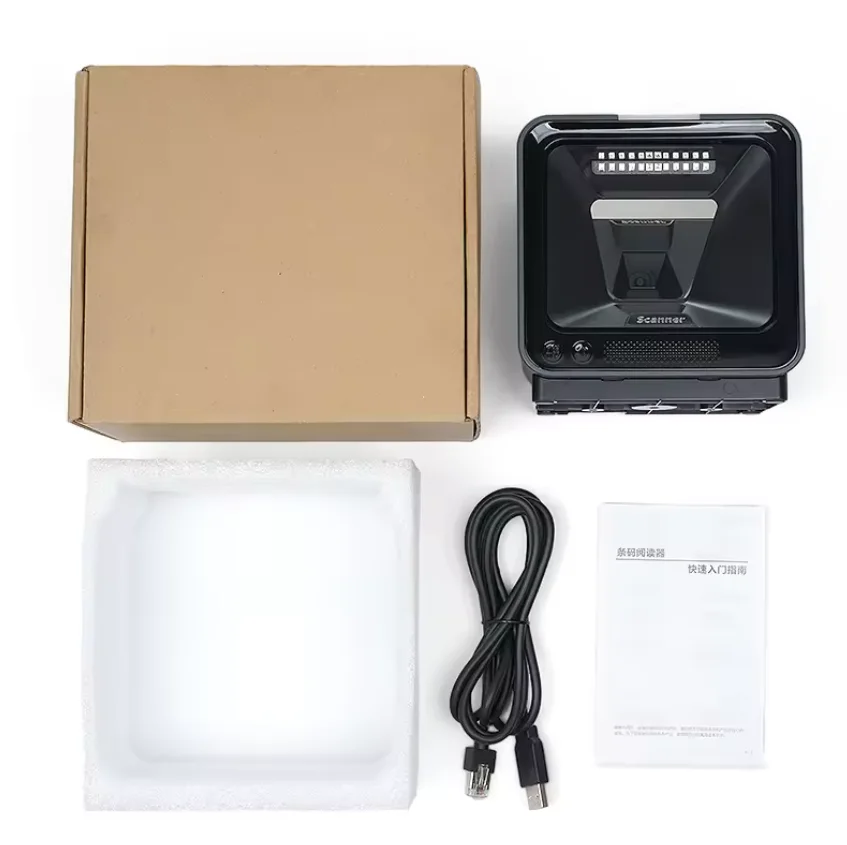 Pemindai Barcode Omni Directional 1D 2D USB Berkabel untuk Desktop Desain Terbaru 2025, Paling Populer untuk Toko Retail dan Kafe