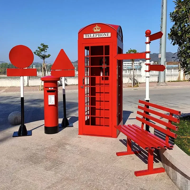 Telephone Phone Booth Hot Sale New Art Installation British Antique Pink Floral London Telephone Booth