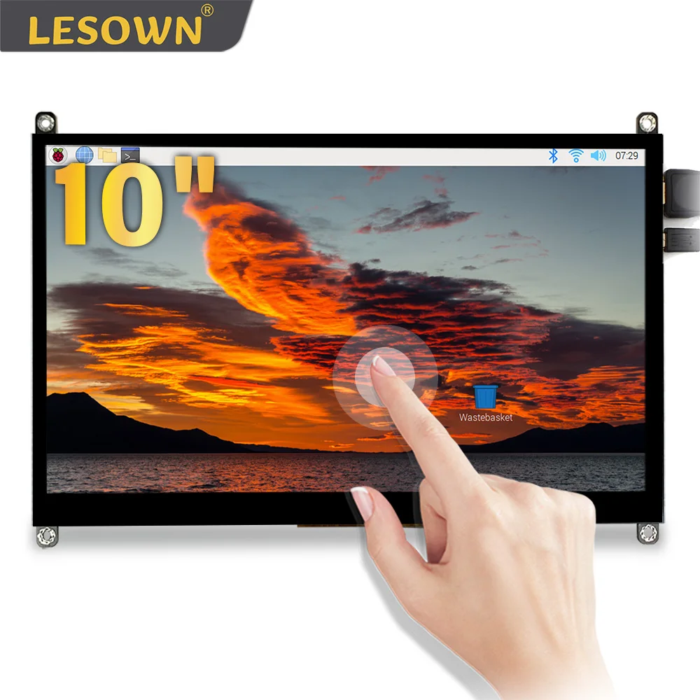 

LESOWN 10-дюймовый экран HDMI 1024x600 HD с разрешением 10,1-дюймовый дисплей IPS сенсорный ЖК-панель с динамиками для Raspberry Pi