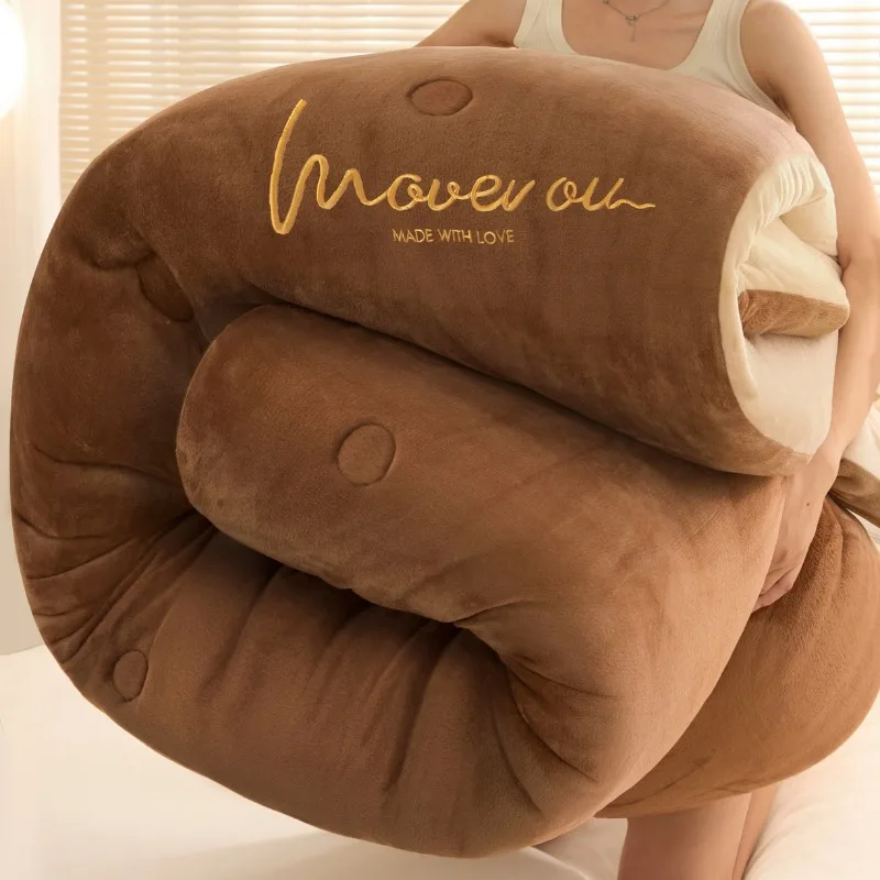 لحاف شتوي جديد مطرز بلون مزدوج لعام 2025 من الصوف والحليب دافئ وسميك لحاف الربيع والخريف