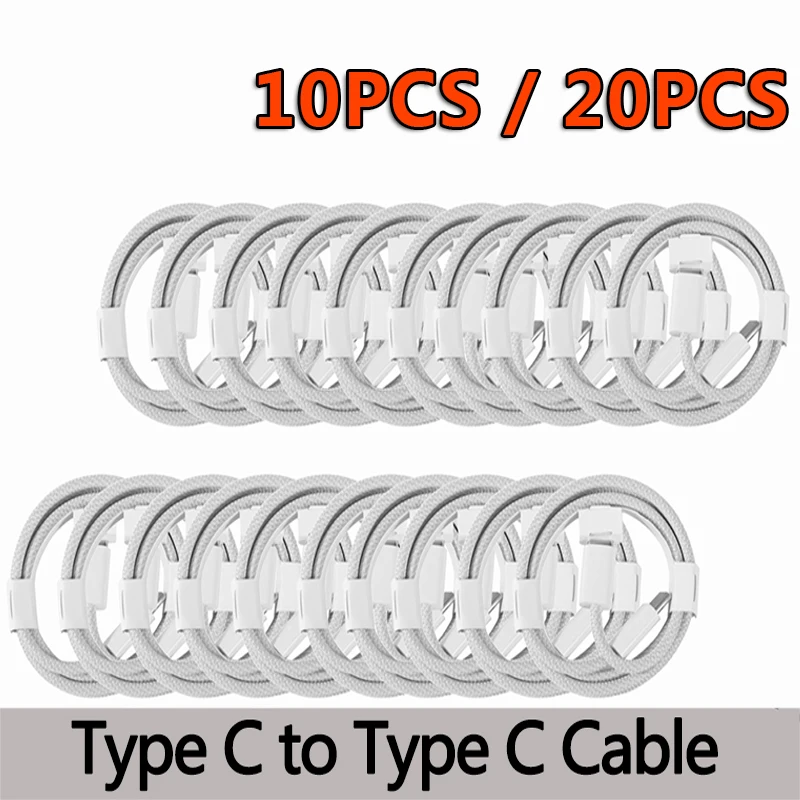 10Pcs 20Pcs USB C to Type C Color Cable Fast Charging For Apple IPhone15 Huawei Xiaomi Samsung Type C Weaving Cable Accessories
