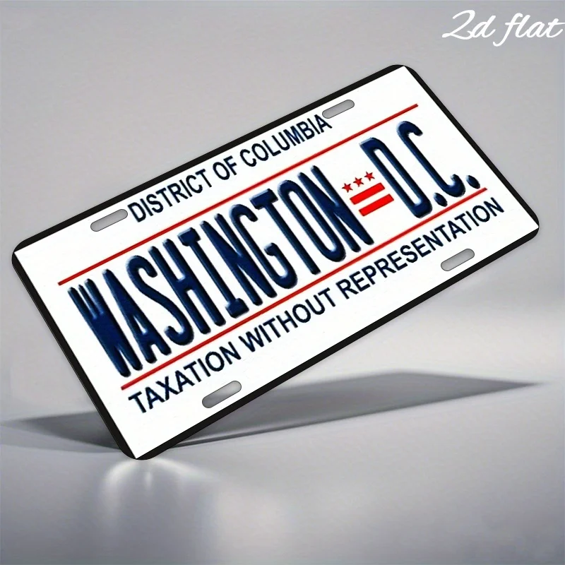 [JIT] 2D Flat Vintage Washington D.C. License Plate Style Metal Nameplate - 