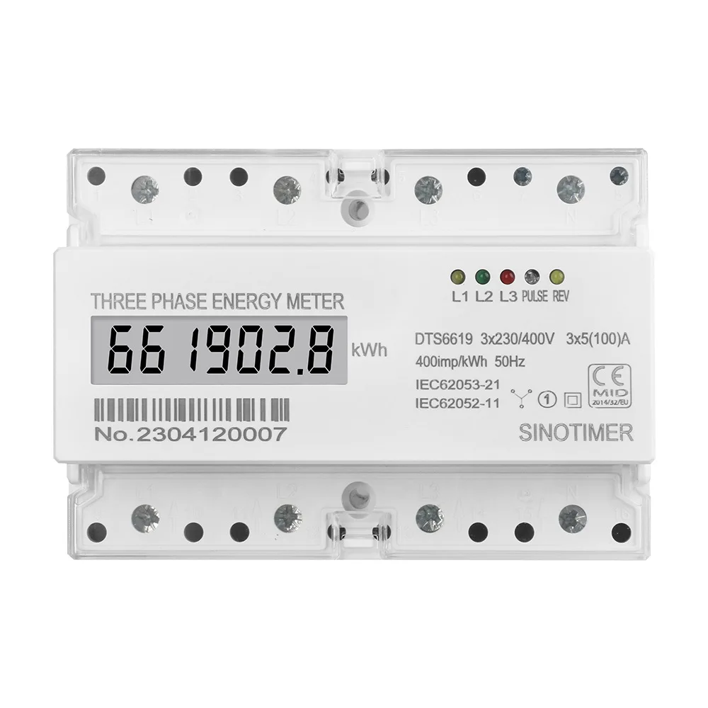 

DTS6619-028 Three-phase LCD Display Power Meter Power kWh Household Meter Power Meter 3x230/400V 3x5(100)A 50Hz Energy Meter