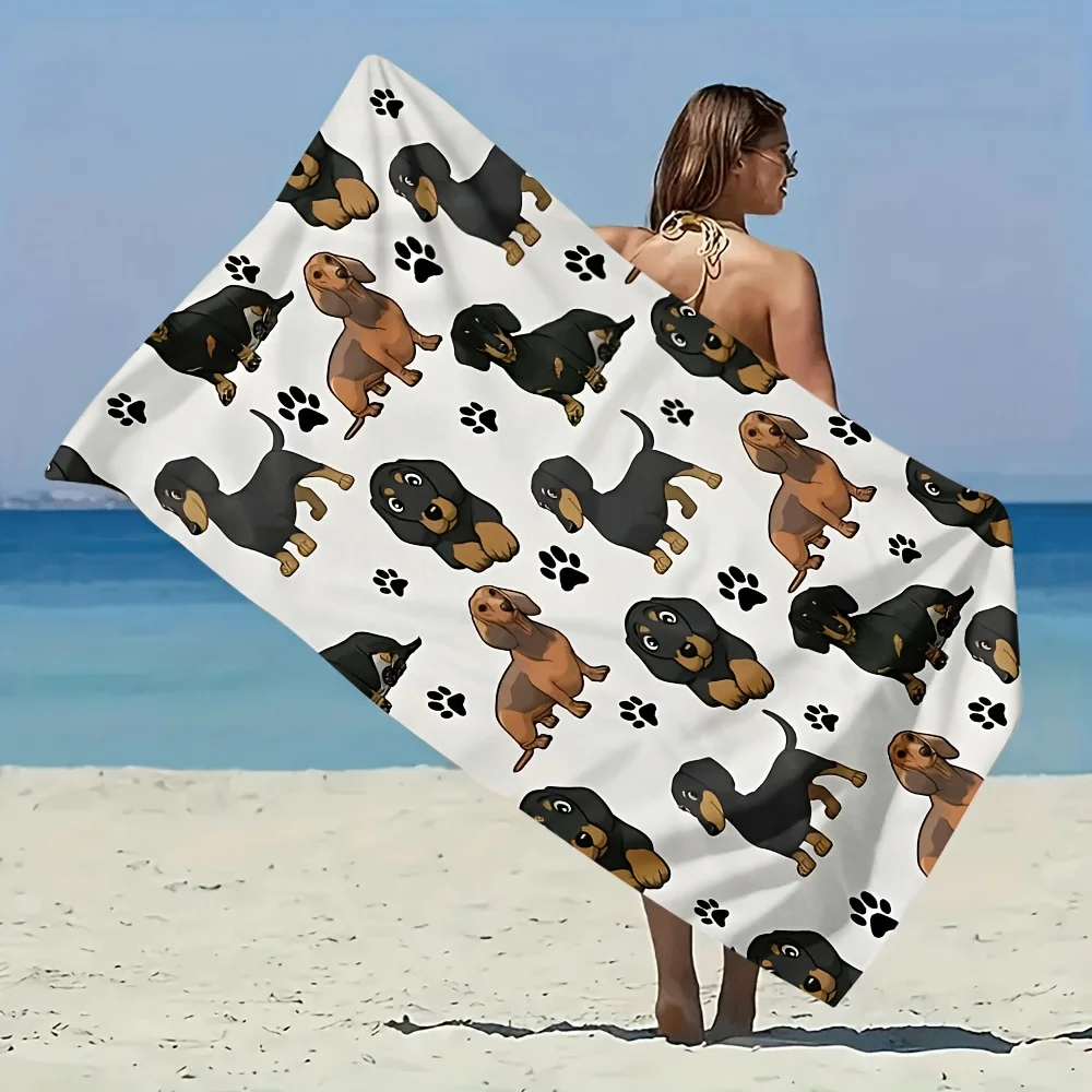 1pc of Beach Towel Featuring a Dachshund, Perfect for Seaside Enjoyment, Includes Beach And Pool Bath Towels, Ideal for Swimming