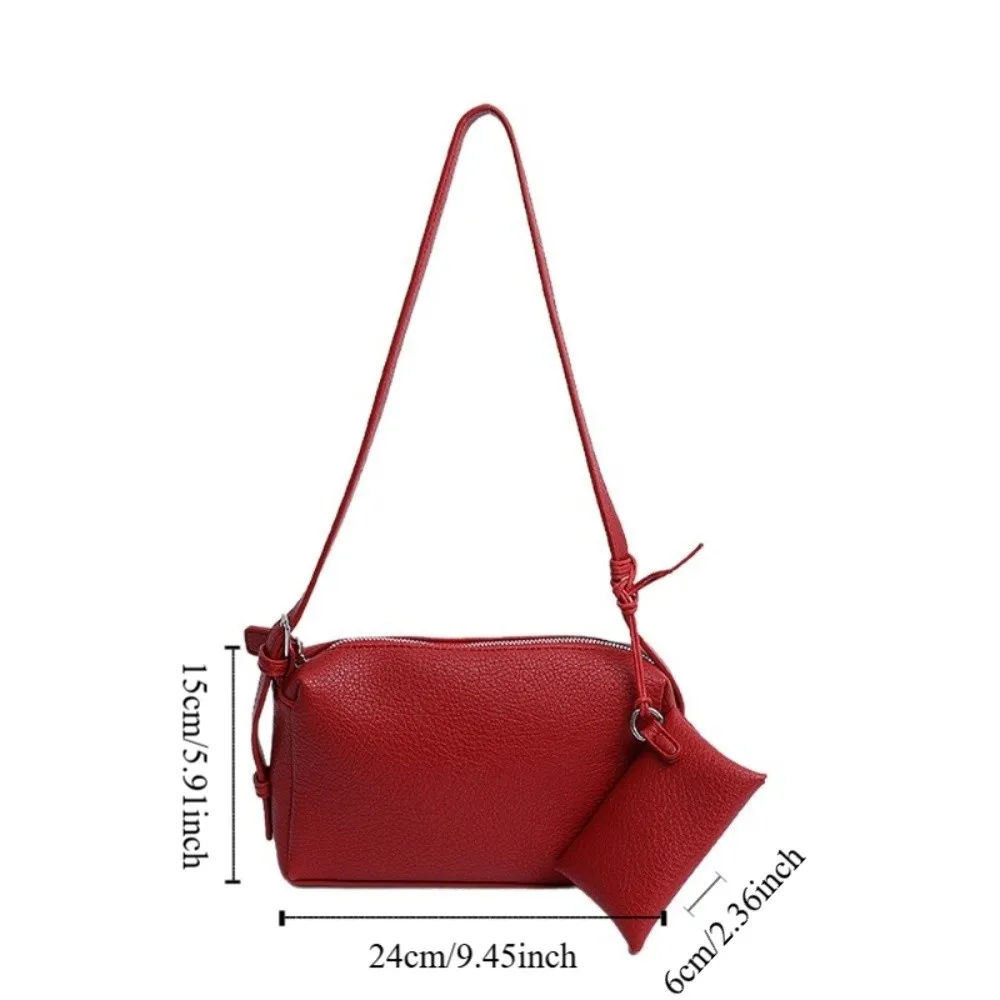 Trendy Simple Soild Color Boston Bag Versatile With Small Bag Soft Leather Crossbody Bag Zipper Korean Women's Handbags Ladies