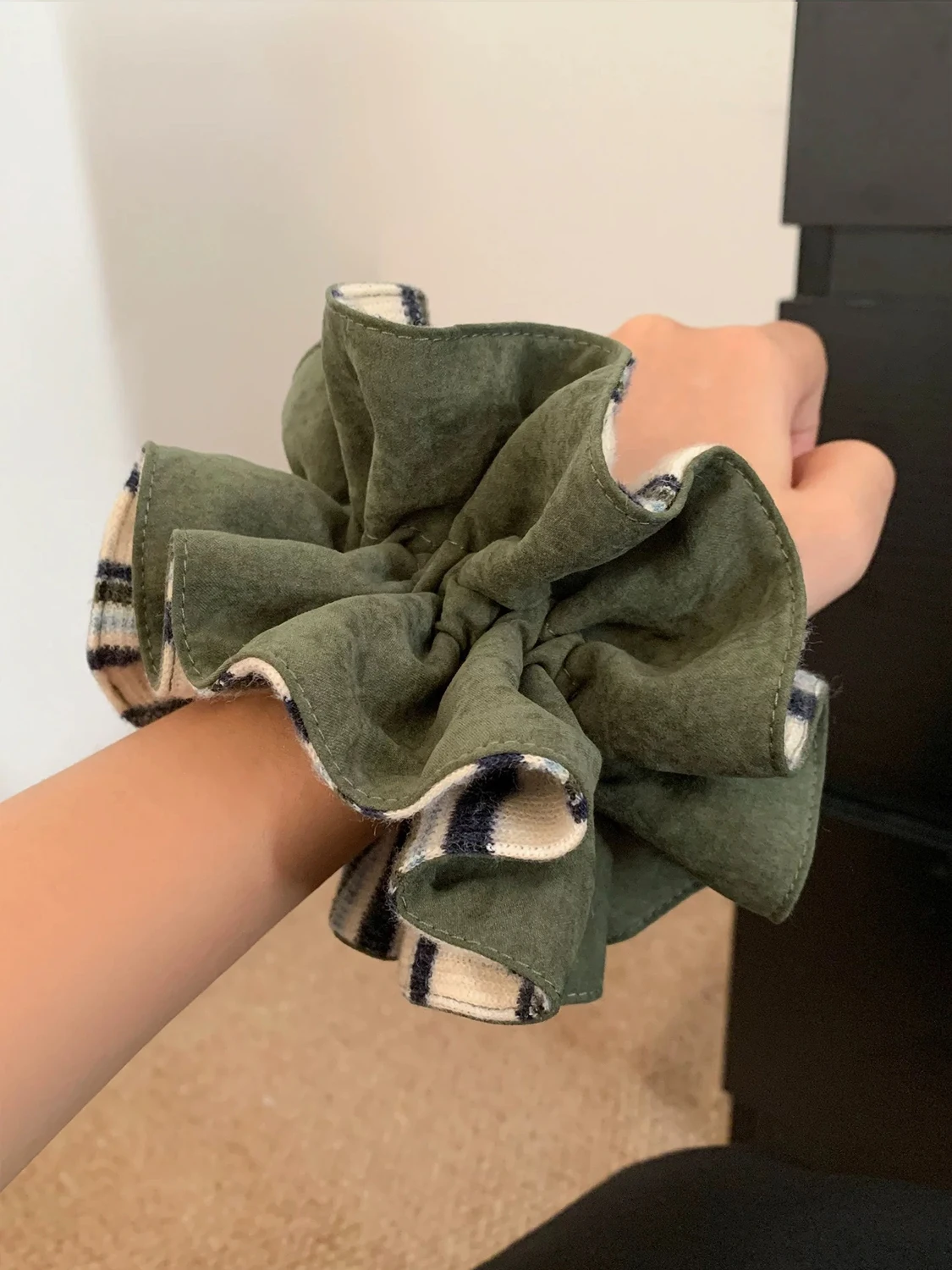 Осенне-зимняя двухслойная резинка для волос AB, двухцветная тканевая резинка для волос, универсальная повязка на голову в корейском стиле для пониний или булочек