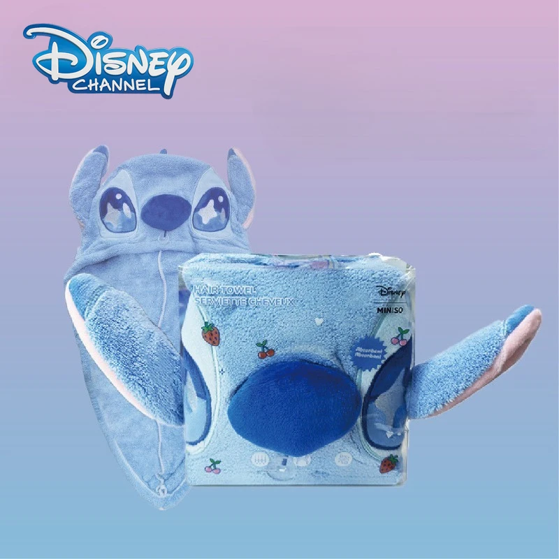 

New Disney Hair Towel Stitch Kawaii Cartoon Anime Figures Thickening Super Absorbent Cap Quick Dry Hat Bath Wrap Wipe Towel Gift