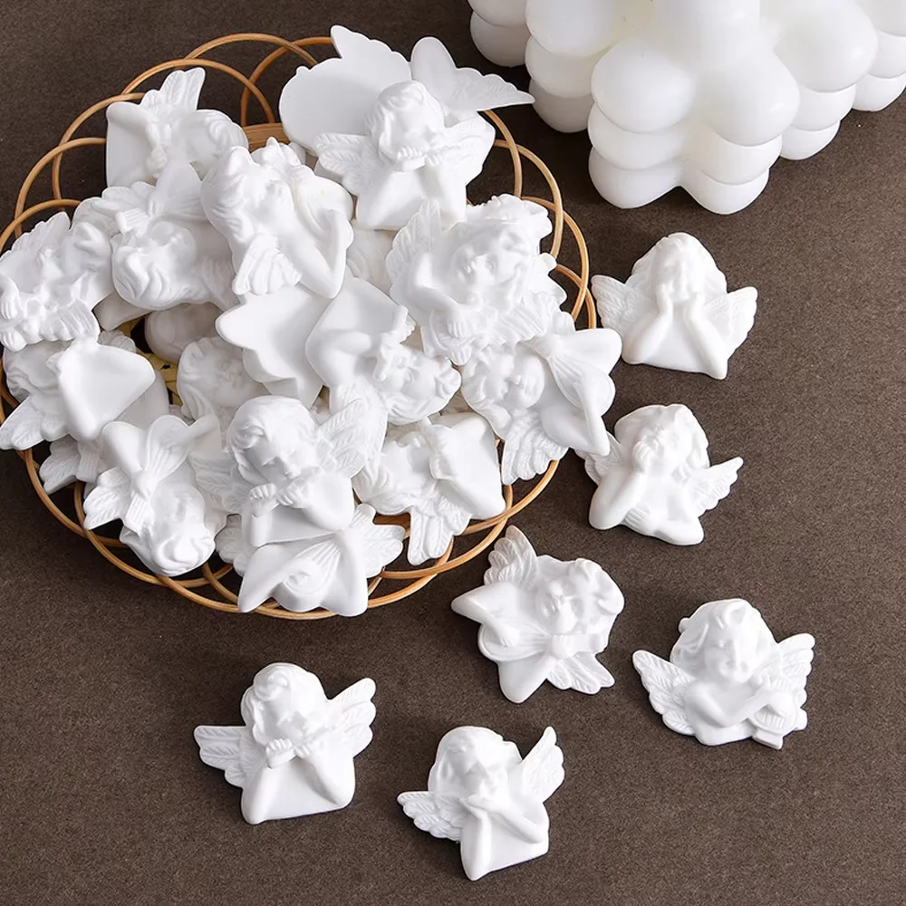 6PC/set  Flat Back Resin Embellishments White Angel Baroque Style Resin Cabochon Flatback DIY DIY Jewelry Hair Accessories