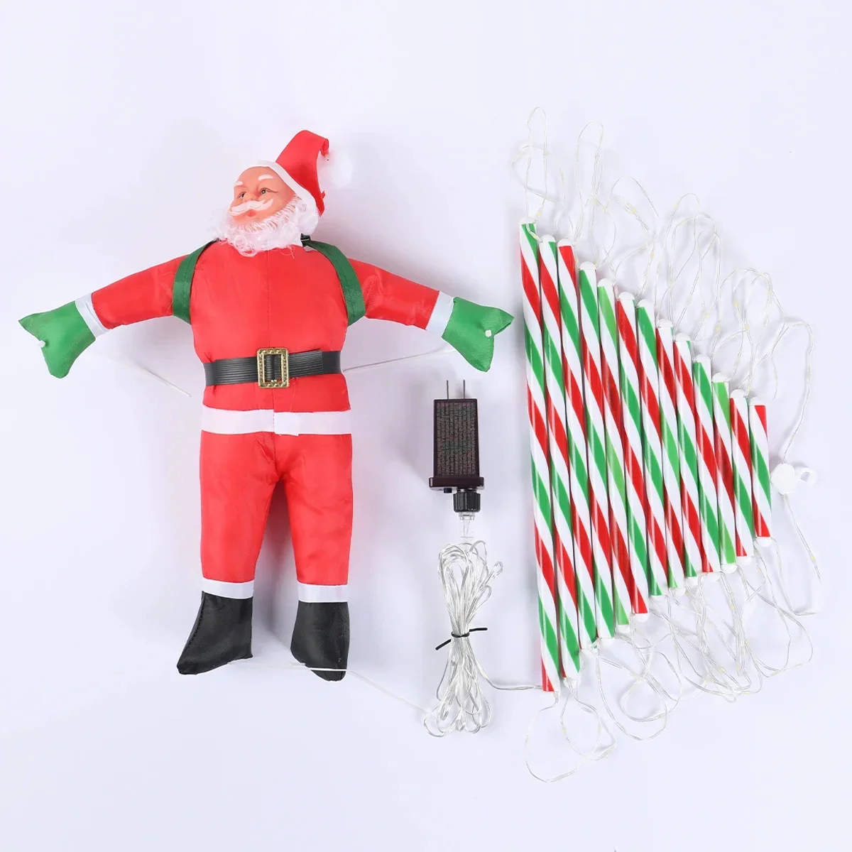 Santa Claus Climbing Ladder Warm Light 2024 Christmas Decoration for Home Outdoor Garden Cristmas Tree Ornement New Year Gift