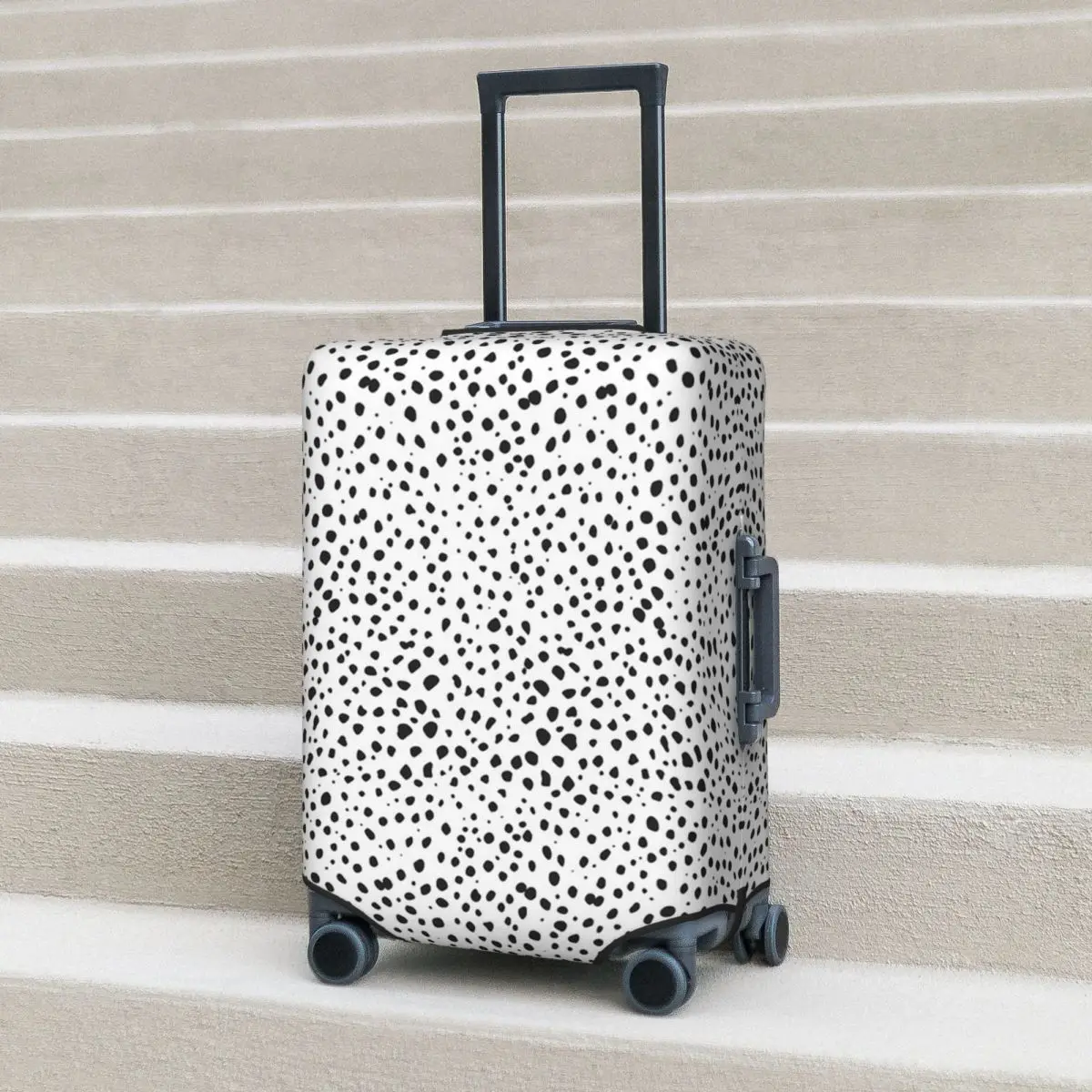 

Dalmatian Spots - Black And White Polka Dots Suitcase Cover Protection Elastic Travel Luggage Protector Covers for 18-32 Inch