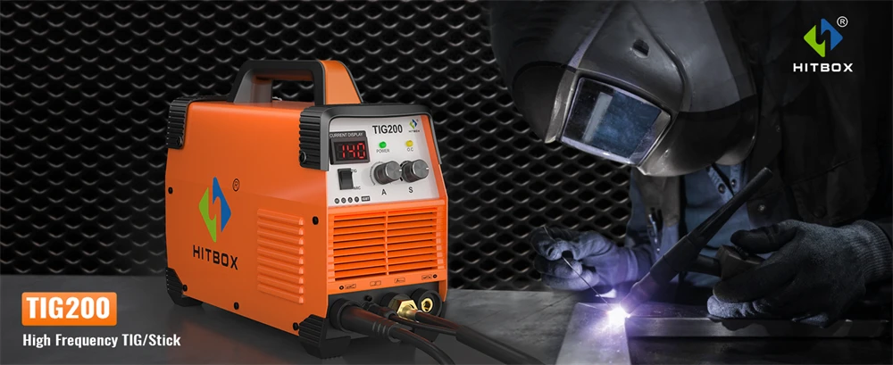 TIG Welder 200A HITBOX TIG200 3 in 1 HF TIG MMA ARC Stick IGBT Inverter Welding Machine Arc Force Hot Start Outdoor Home DIY