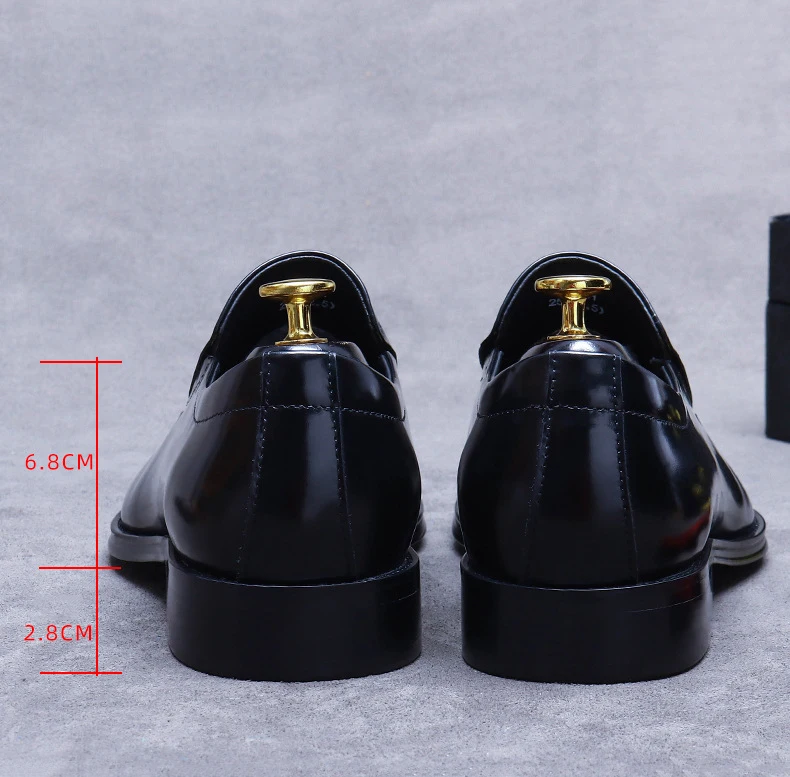 New Color-Brushed Three-Joint Toe Slip-On Loafers Business Formal Shoes Cowhide Genuine Leather Men's Office Suit Leather Shoes