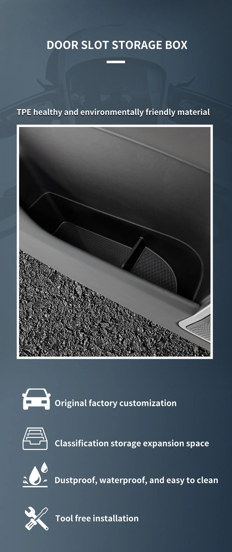 Smabee for Xpeng G9 2024 2025 2026 Door Side Storage Box TPE Front Rear Door Handle Organizer Tidying Car Accessories