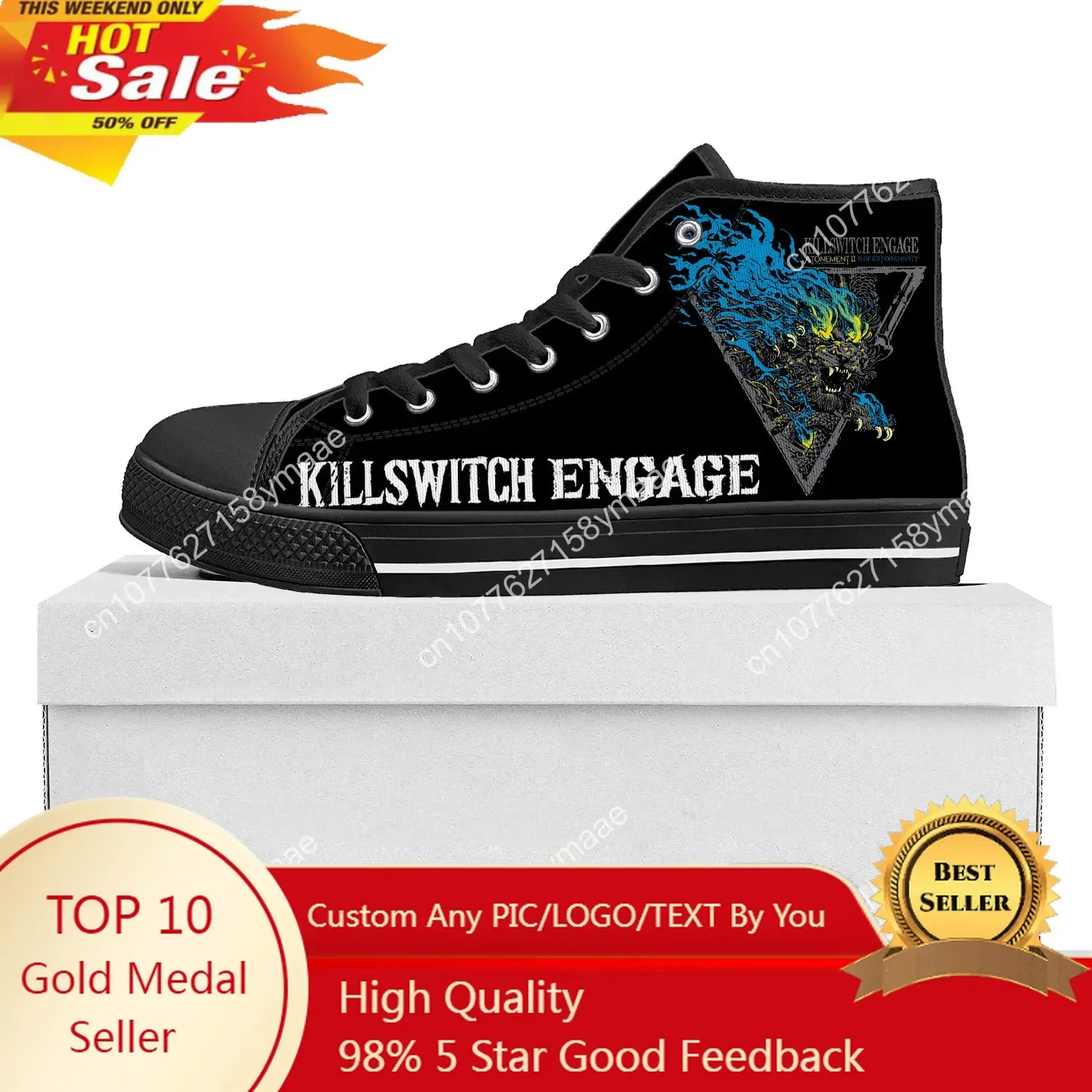 Killswitch Engage High Top High Quality Sneakers Mens Womens Teenager Canvas Sneaker Casual Custom Made Shoes Customize DIY Shoe