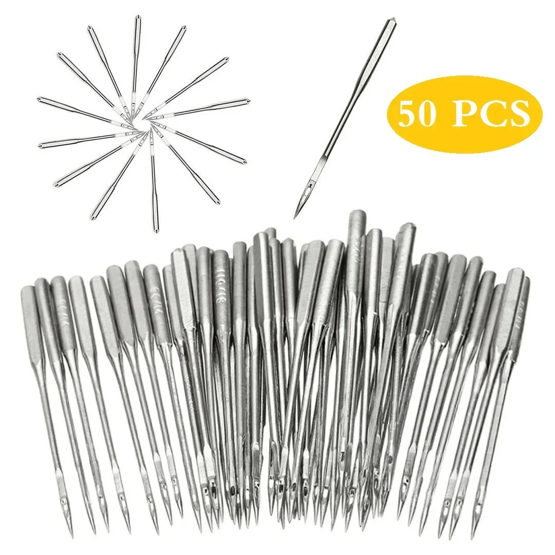 50PCS Home Sewing Machine Needles Sharp Universal Regular Point 11/75 12/80 14/90 16/100 18/110 DIY Sewing Machine Accessories H