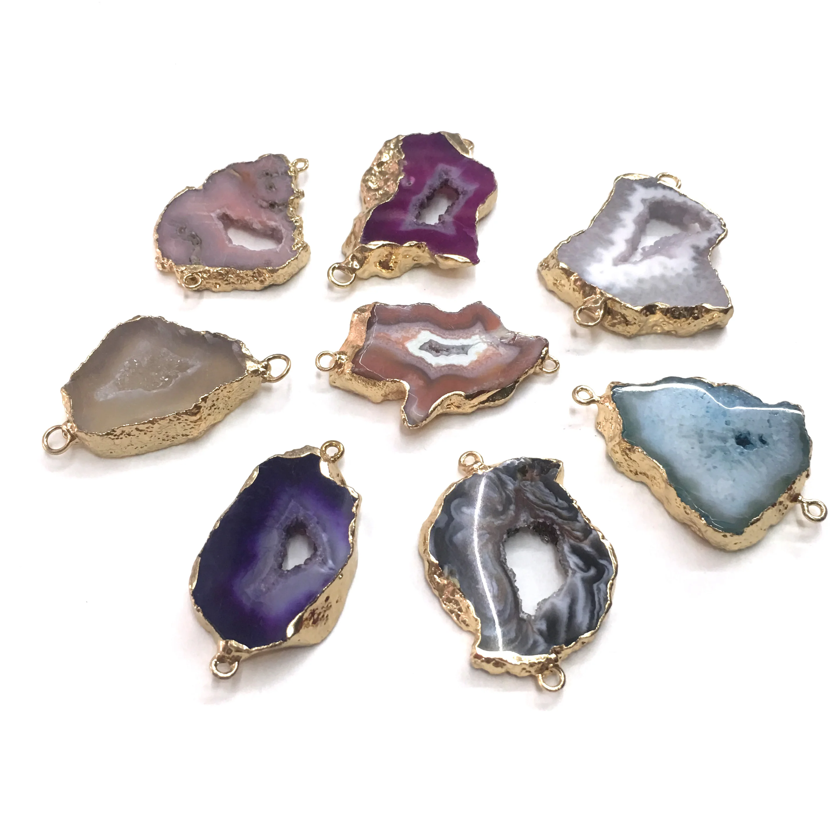 1PC LE SKY Natural Agates Pendants Charms Connector Pendants for Jewelry Making DIY Accessories Fit Necklaces