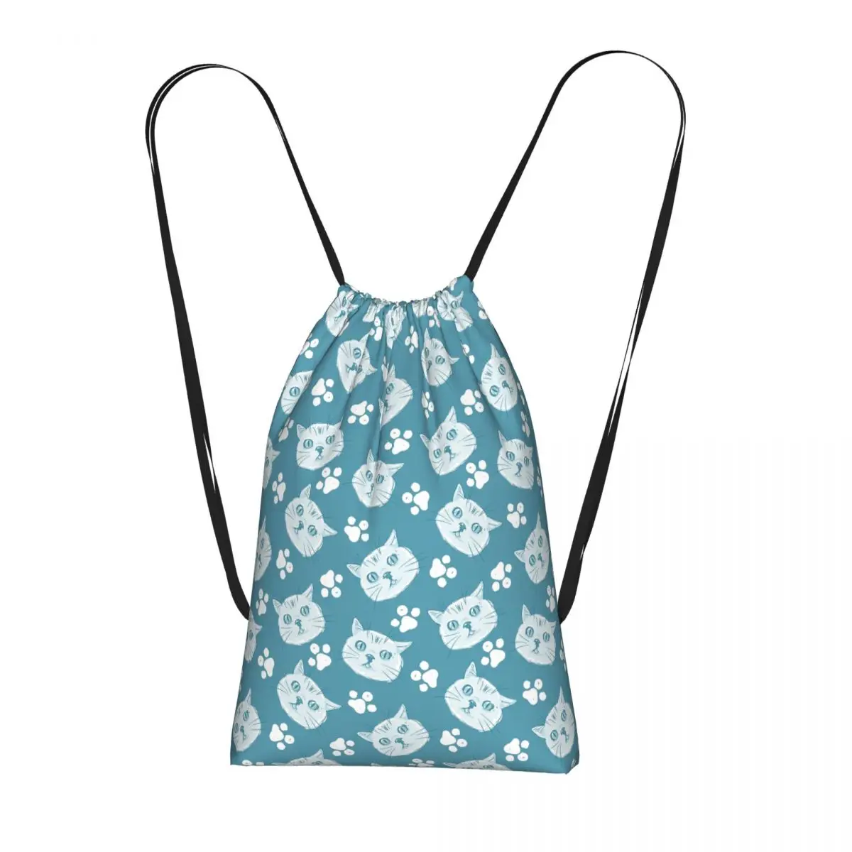 

Рюкзаки с рисунком кошачьей мордочки и лапок, портативные сумки на шнурке, спортивные сумки, сумки для книг для мужчин, женщин, студентов