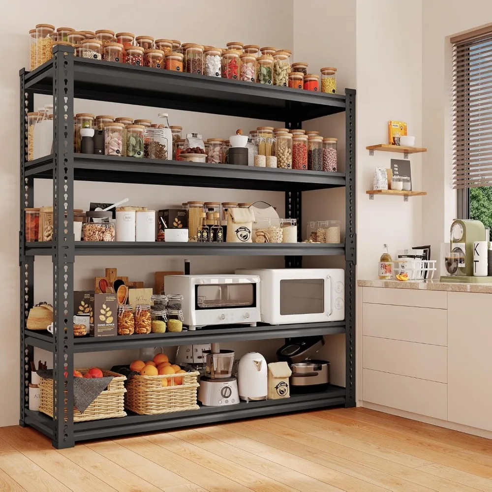 وحدة رفوف جراج شديدة التحمل 3000 رطل، رف تخزين 5 طبقات قابل للتعديل مع تصميم بدون مسامير، 72 ارتفاع × 45.2 عرض × 18.9 عمق ألومنيوم مي