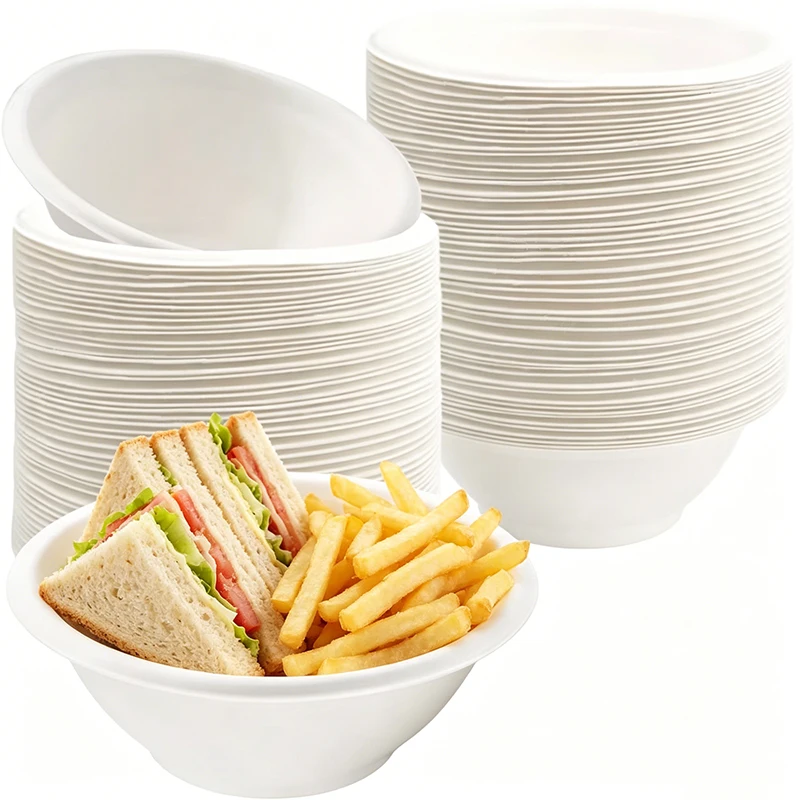 50/100PCS Disposable Paper Bowl Fruit Salad Soup Food Containers Paper Bowls Tableware Household Outdoor Party Dining Supply