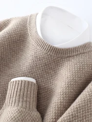 Men's 100% Merino Wool Knitwear Sweater Cashmere Pullover Autumn Winter Basic Smart Casual Thick Knit Warm Soft Clothing Top New
