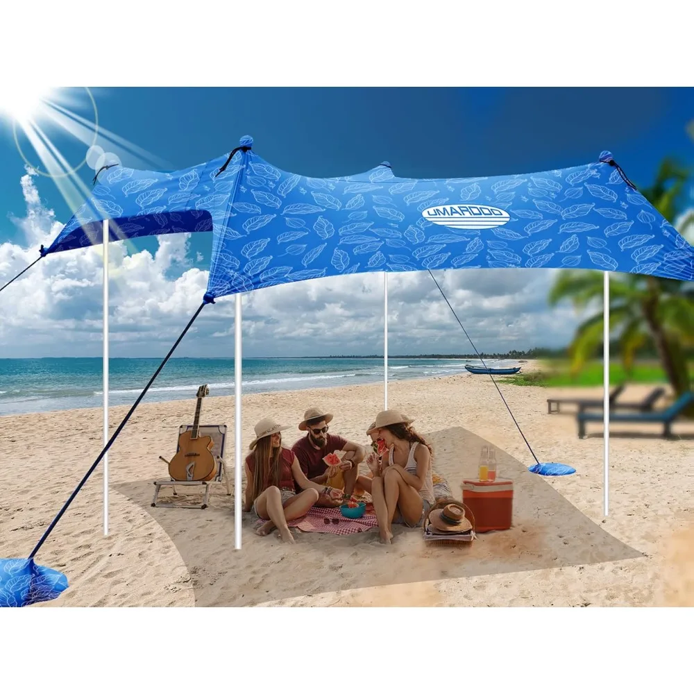 

Family Beach Tent Canopy Sun Shade Portable, Large Compact Beach Sun Shelter Easy Setup with Packable Bag for Outdoor Travel (P