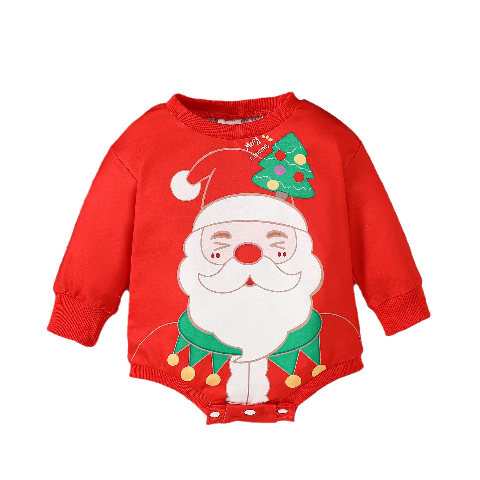 

MINISO Christmas Santa Claus Outfit Long Sleeve Triangle Romper Kawaii Festival Costume Soft Warm Holiday Dressing 1-3 Years