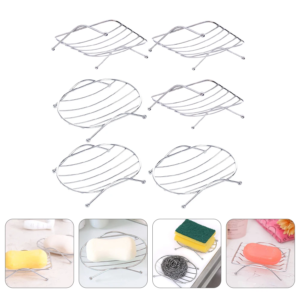 

6pcs Household Dishes Trays Stands Bathroom Draining Soap Containers Kitchen Storage Organizer Eco Friendly Water Draining Soap