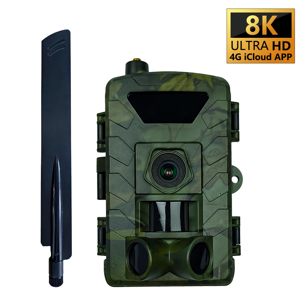 4G Hunting camera 8K day and night use wild trail camera with cloud, photo and video viewed on Apps. water proof, low glow light