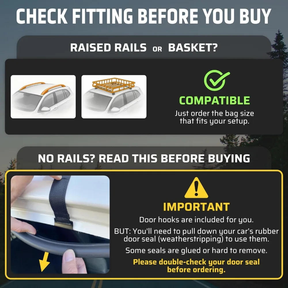 حامل البضائع على السطح - 15 قدم مكعب (L)، حامل شحن سقف السيارة الناعم المقاوم للماء، حقيبة شحن الأمتعة العلوية للسيارة شديدة التحمل