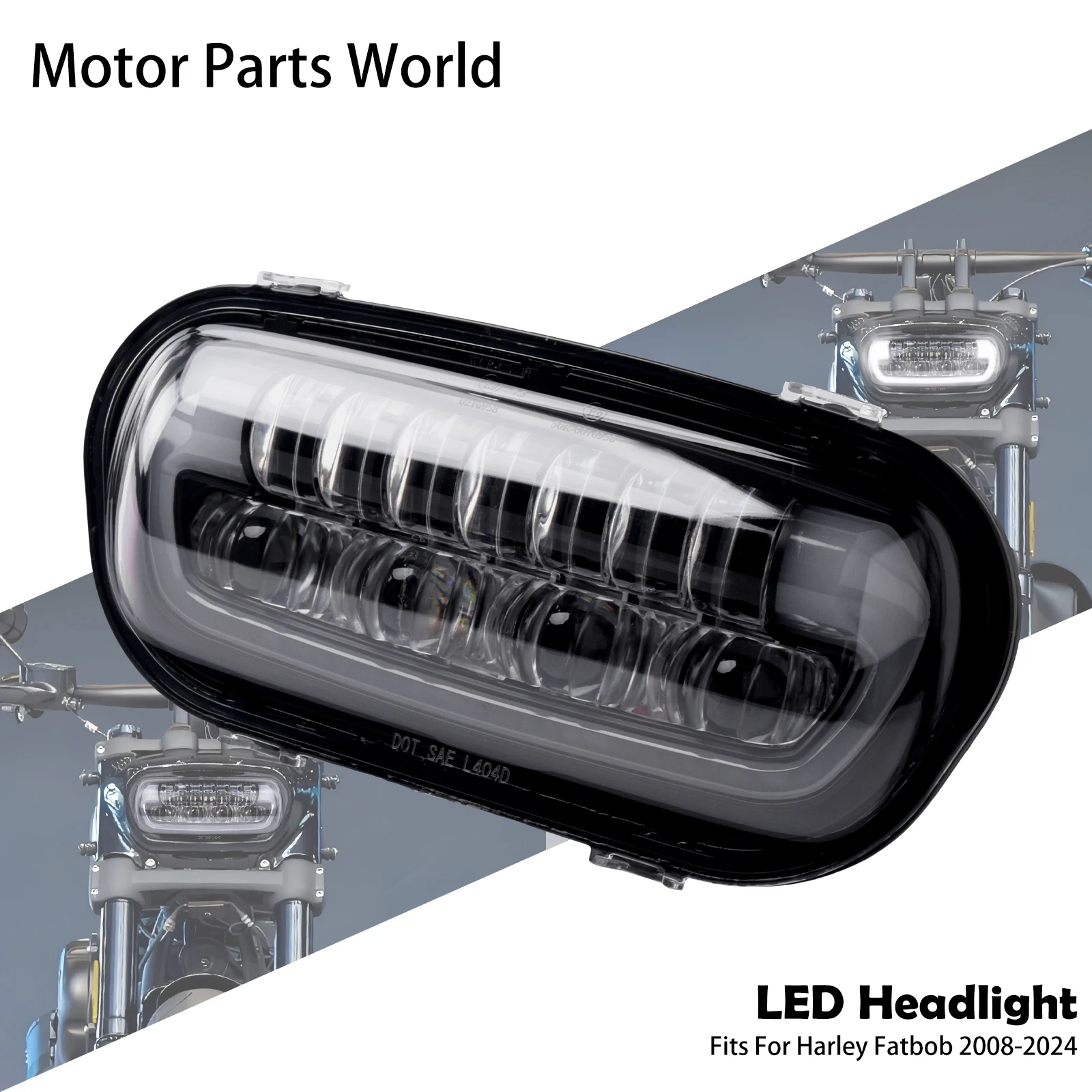 

9.8inch Rectangle LED Headlight Assembly Motorcycle Front Head Light Hi/Lo Beam Headlamp For Harley Dyna Fat Bob FXDF 08-17