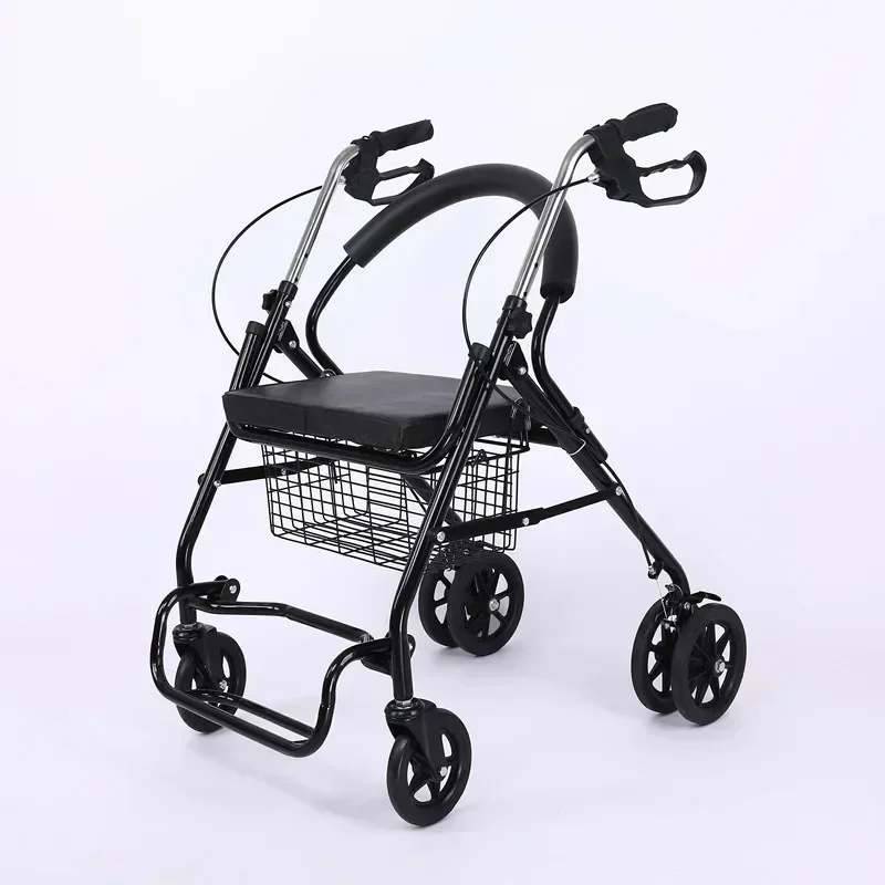 

Trolley Can Push and Sit Shopping Cart Elderly Leisure Four-Wheel Shopping Cart with Seat Luggage Trolley