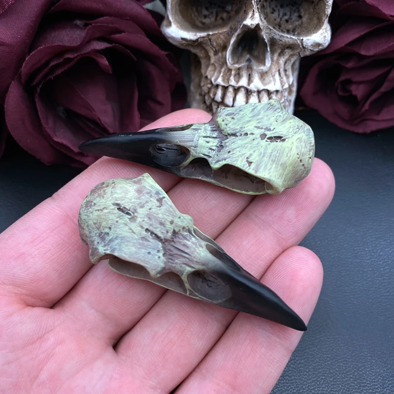 2pcs 61*25mm 3D Crow Skull Men\'s Skull Necklace Pendant Magpie Gothic Halloween Gift Bird Skull Handcrafted Jewelry Accessories