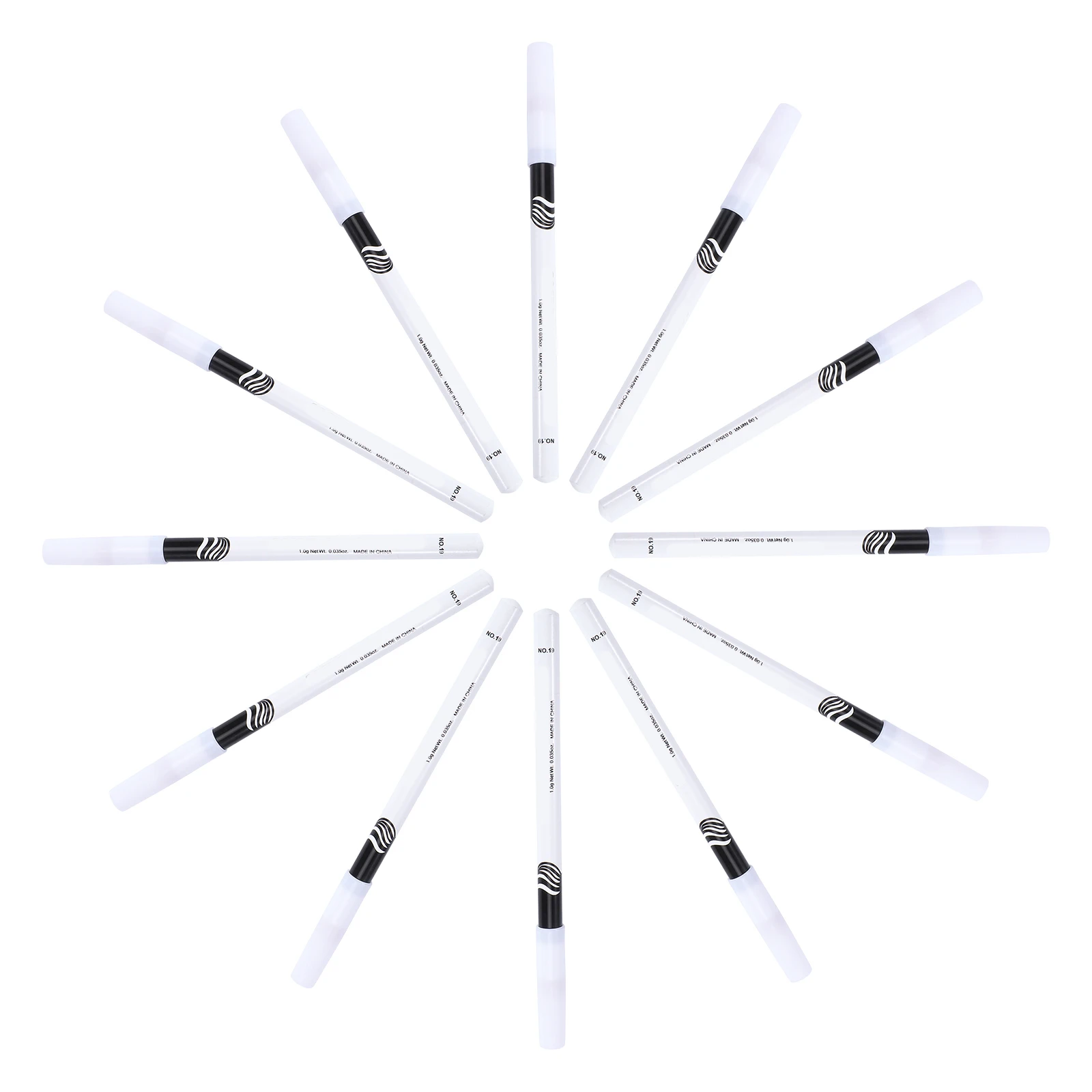 

12pcs White Eyeliner Pencil Waterproof Longwear Highlighter Makeup Pen Eyeshadow Wooden Pole Fine Tip Not Fade