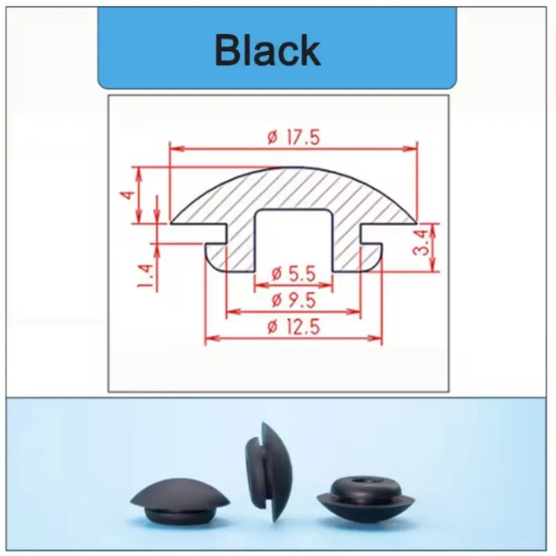9.5 ملم أبيض وأسود مقاومة درجات الحرارة العالية سيليكون المطاط سدادة الختم؛ المكونات المطاطية المقلوبة؛ غطاء قوس المكونات المطاطية الناعمة. #5