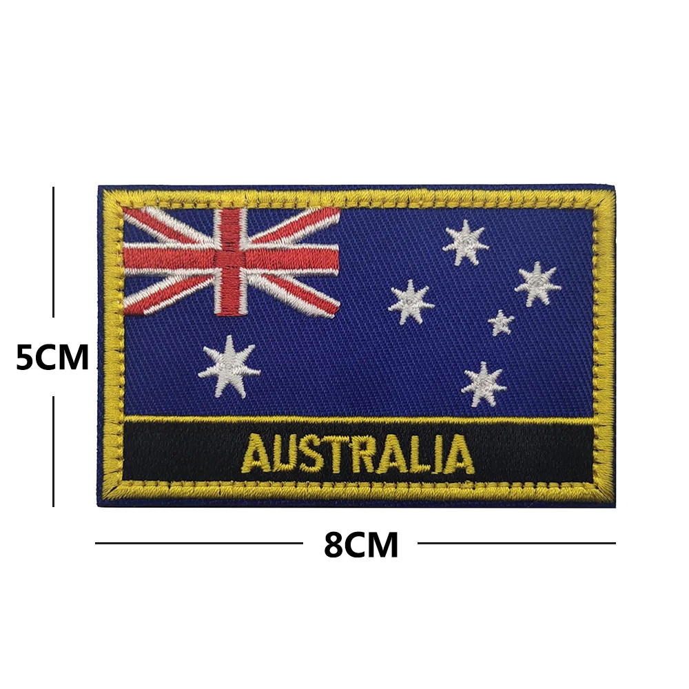 Australian Flag PVC+ Embroidery Armband Magic Sticker Hat Backpack Sticker Patch  Patches for Clothing Hook and Ring DIY