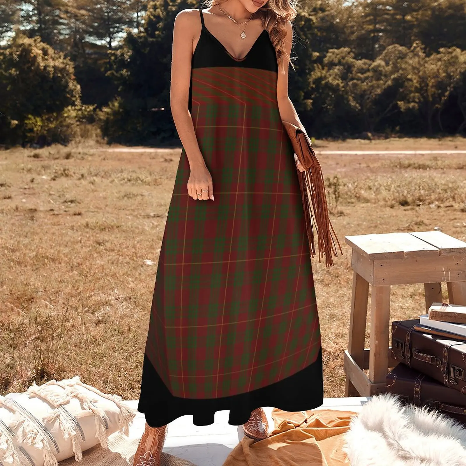 red and green Tartan cube. Sleeveless Dress Party dresses luxury evening dresses 2023 Long dress dresses for womens 2023