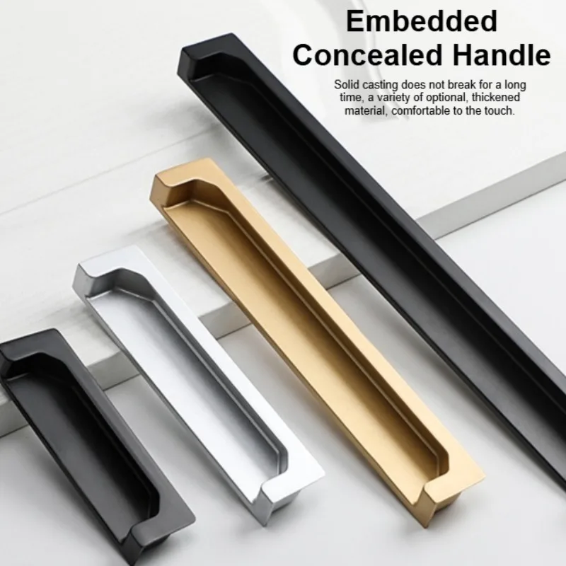 Embedded concealed handle drawer is embedded with invisible handle of sliding door cabinet door.