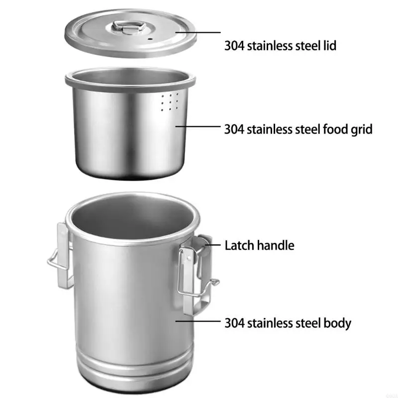 Q9QA Stainless Steels Rice Cooker Steaming Pots Camping Hiking Rice Soup Cooking Pots Outdoor Picnics Cookware Enduring