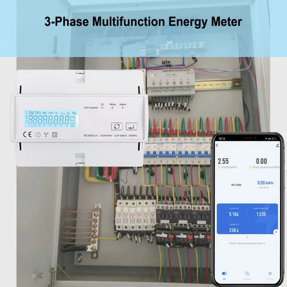Tuya WiFi/Zigbee 3 Phase Bi Direction Multi-tariff Energy Meter App Power Monitor Remote Control Energy Meter Support Modbus RTU