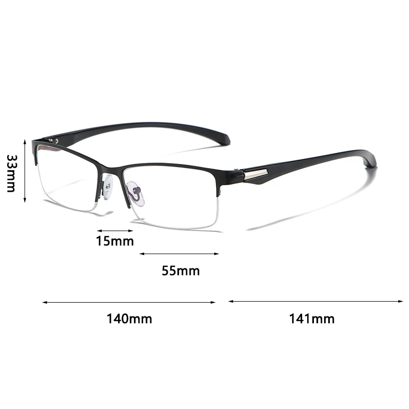 Herren Damen Progressive Lesebrille Photochromatische Anti-Blaulicht Presbyopie-Brille Halbrahmen Metallgestell 1,00 bis 4,00 Dioptrien – Detail 2