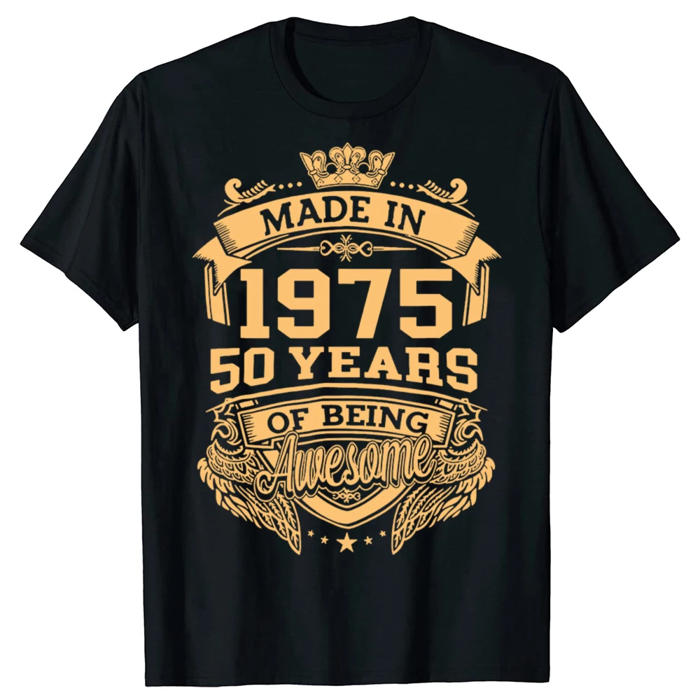 

Funny Made in 1975 50 Years of Awesome Vintage 50th Womens T-shirts Casual Tshirt Streetwear T Shirt