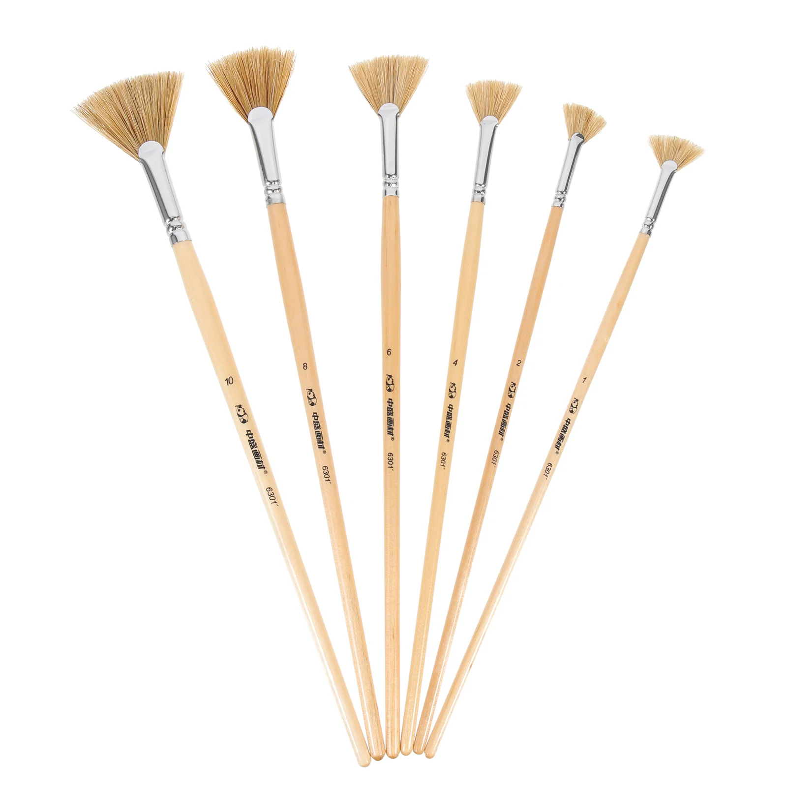 6 Pcs Oil Paintbrush Practicing Supply Daily Watercolor Fan Multi-function Solid Wood Student Child Accessory