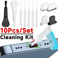 10-1Pcs Phone Charging Port Dust Plug with Cleaning Brush Set for IPhone 15 14 13 12 Pro Max 15 14Plus Samsung Xiaomi IOS Type C
